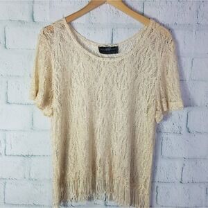 VTG Molly Malloy Evening  Womens Lace Top w/Fringe Detail